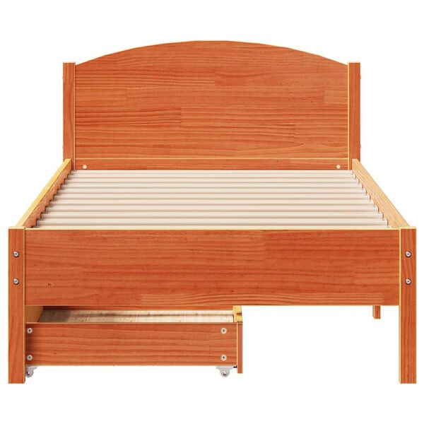 vidaXL Cama sem colch&atilde;o 90x190 cm madeira de pinho maci&ccedil;a castanho-mel