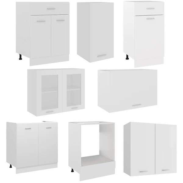 vidaXL 8 pcs conjunto arm&aacute;rios de cozinha derivados de madeira Lyon branco