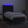 vidaXL Cama box spring c/ colch&atilde;o e LED 90x200 cm tecido preto