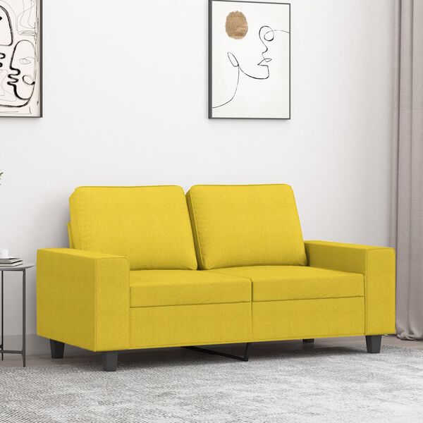 vidaXL Sofá de 2 lugares 120 cm tecido amarelo-claro