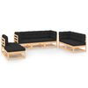 vidaXL 7 pcs conjunto lounge de jardim c/ almofad&otilde;es pinho maci&ccedil;o