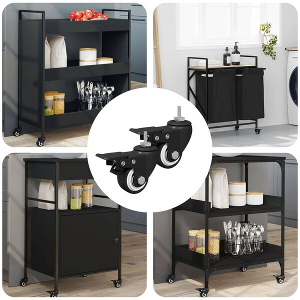 vidaXL Rod&iacute;zios 2 pcs Preto M6 x 37 mm Ferro e Nylon