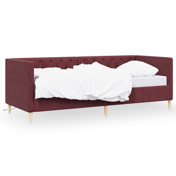 vidaXL Sof&aacute;-cama c/ sa&iacute;da USB 90x200 cm tecido roxo