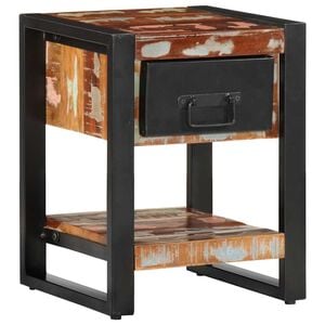 vidaXL Mesa de cabeceira multicor 35x34x45cm madeira maci&ccedil;a recuperada