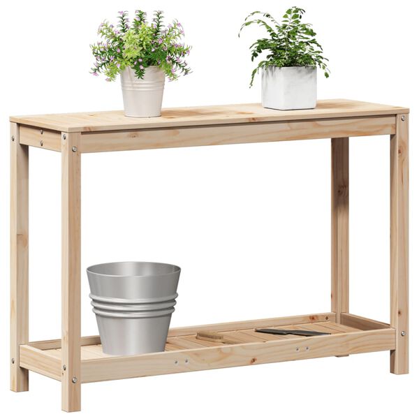 vidaXL Mesa de jardinagem com prateleira 108x35x75 cm pinho maci&ccedil;o