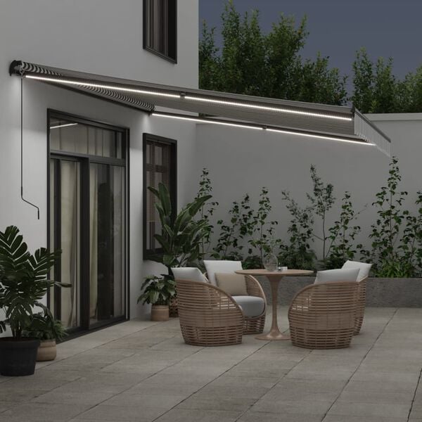 vidaXL Toldo retr&aacute;til autom&aacute;tico 600x350 cm antracite e branco