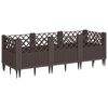 vidaXL Vaso/floreira jardim c/ estacas 123,5x43,5x43,5 cm PP castanho