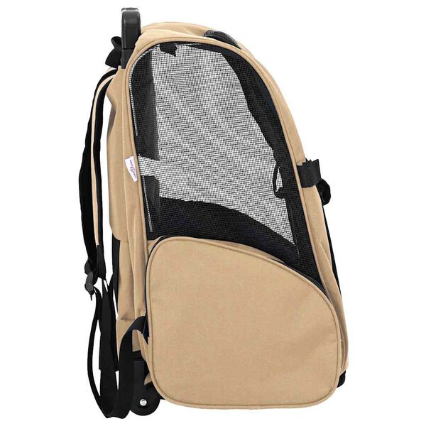 vidaXL Carrinho para animais de estimação 3 em 1 Design Areia 48x32x(57-106) cm Tecido Oxford