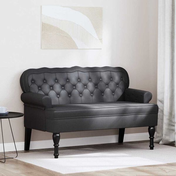 vidaXL Banco Chesterfield Preto 119,5 x 64,5 x 75 cm Couro Sint&eacute;tico