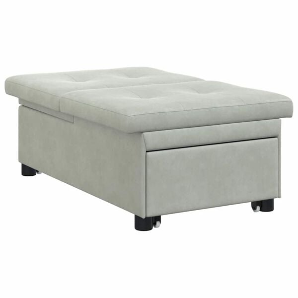 vidaXL Sof&aacute;-Cama Cinzento-claro 194 x 67 x 82 cm Veludo