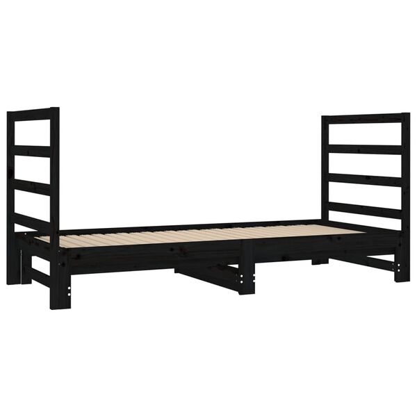 vidaXL Estrutura sof&aacute;-cama de puxar 2x(90x190) cm pinho maci&ccedil;o preto