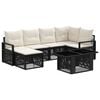 vidaXL Conjunto de Sof&aacute; de Jardim 7 unid. Preto e Branco Creme vime PE