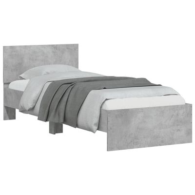 vidaXL Estrutura de cama c/ cabeceira/luzes LED 75x190cm cinza cimento
