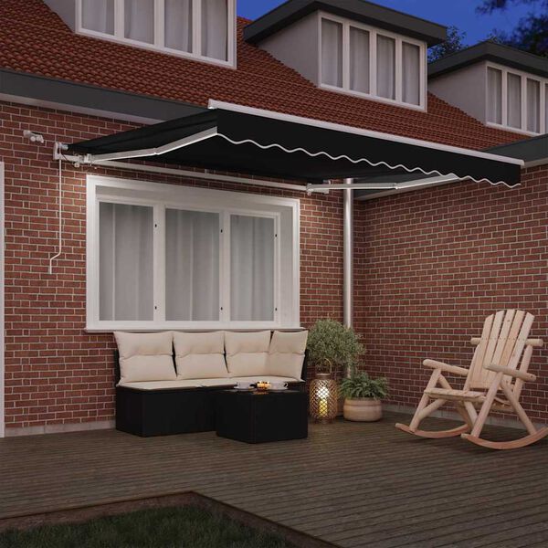 vidaXL Toldo Retr&aacute;til Preto 300 x 250 cm Poli&eacute;ster e Metal