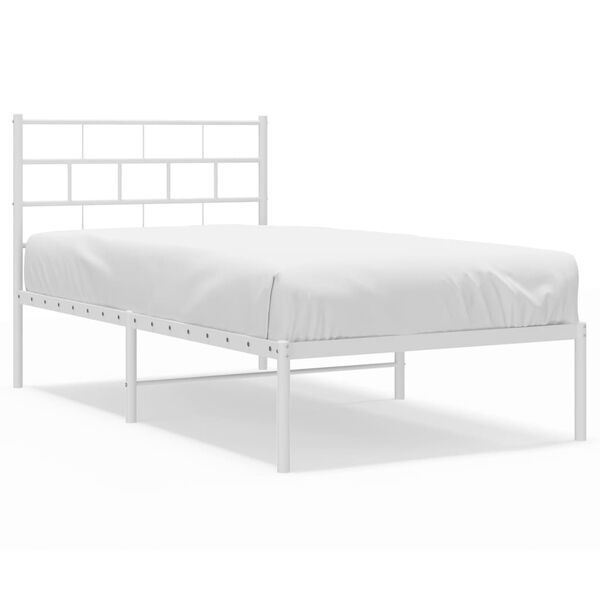 vidaXL Estrutura de cama com cabeceira 90x190 cm metal branco