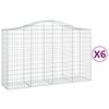 vidaXL Cestos gabi&atilde;o arqueados 6pcs 200x50x120/140cm ferro galvanizado