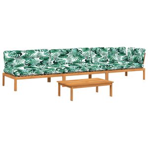 vidaXL 4 pcs m&oacute;veis de paletes p/ jardim c/ almofad&otilde;es ac&aacute;cia maci&ccedil;a