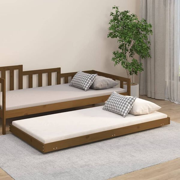 vidaXL Estrutura de cama 90x190cm madeira de pinho maci&ccedil;a castanho mel