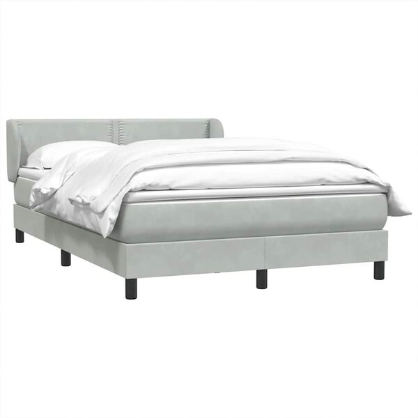 vidaXL Cama com molas/colch&atilde;o 160x210 cm veludo cinzento-claro