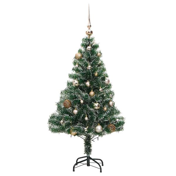 vidaXL &Aacute;rvore de Natal artificial c/ 150 LEDs conj. bolas e neve 120cm