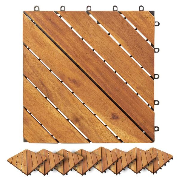 vidaXL Telha de Deck 10 pcs Castanho 30 x 30 cm Madeira de Ac&aacute;cia