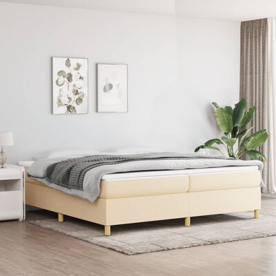 vidaXL Estrutura de cama com molas 200x200 cm tecido cor crème
