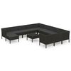 vidaXL 13 pcs conjunto lounge de jardim c/ almofad&otilde;es vime PE preto