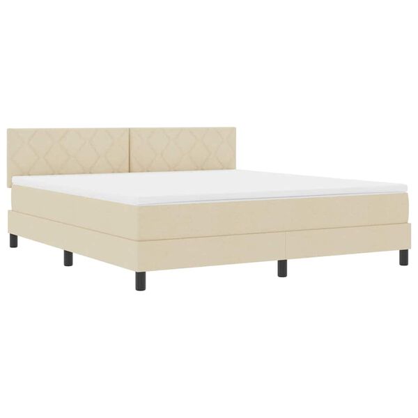 vidaXL Cama Box com colch&atilde;o com cabeceira Creme 180 x 200 cm tecido