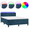 vidaXL Cama box spring c/ colch&atilde;o/LED 140x190 cm veludo azul-escuro