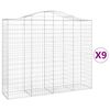 vidaXL Cestos gabi&atilde;o arqueados 9pcs 200x50x160/180cm ferro galvanizado