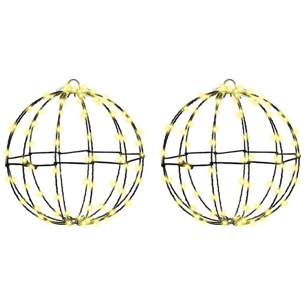 vidaXL Bola com 192 LEDs 2 pcs Branco quente 30 x 30 x 32 cm Metal