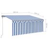 vidaXL Toldo retr&aacute;til autom&aacute;tico com estore 3x2,5 m azul e branco