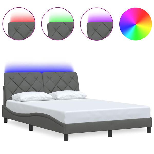 vidaXL Estrutura de cama com LED sem colch&atilde;o 140x190 cm tecido