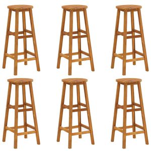 vidaXL Bancos de bar 6 pcs madeira de ac&aacute;cia maci&ccedil;a