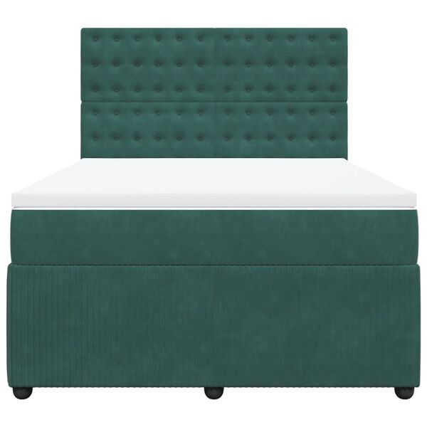 vidaXL Cama com molas/colch&atilde;o 140x190 cm veludo verde-escuro