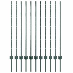 vidaXL Poste de Cerca Embutido 11 unid. Verde 160 cm