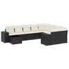vidaXL 10 pcs conjunto sof&aacute;s de jardim c/ almofad&otilde;es vime PE preto