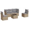 vidaXL 6 pcs conjunto de sof&aacute;s p/ jardim com almofad&otilde;es vime PE bege