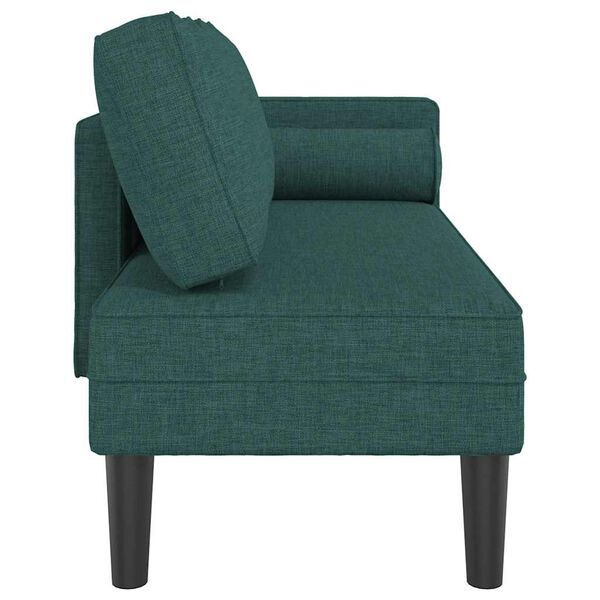 vidaXL Chaise lounge com almofadões tecido verde-escuro