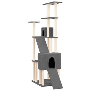 vidaXL &Aacute;rvore p/ gatos c/ postes arranhadores sisal 190cm cinza-escuro