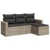 vidaXL 4 pcs conj. sof&aacute;s jardim c/ almofad&otilde;es vime PE cinzento-claro