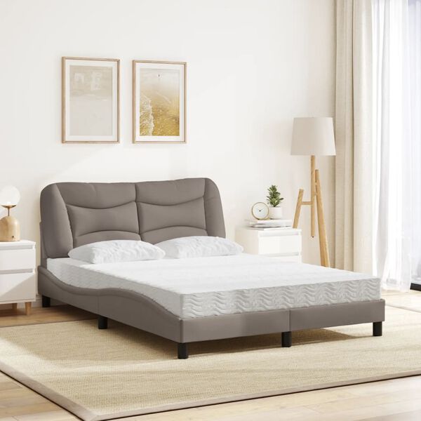 vidaXL Cama com colch&atilde;o Hvar 120x200 cm tecido castanho-acinzentado
