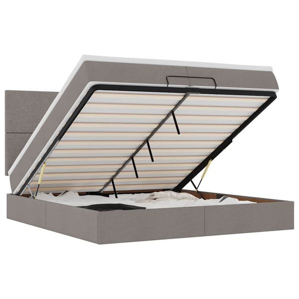 vidaXL Estrutura cama otomana com colch&otilde;es tecido cinzento 200x200cm