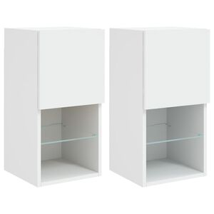 vidaXL M&oacute;veis de TV c/ luzes LED 2 pcs 30,5x30x60 cm branco