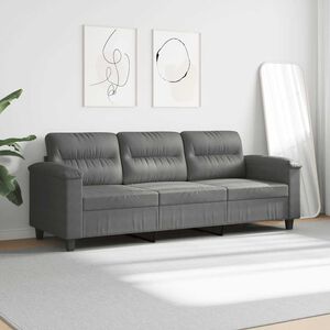 vidaXL Sof&aacute; de 3 lugares 180 cm tecido de microfibra cinzento-escuro