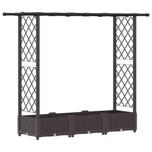 vidaXL Cama Elevada com Treli&ccedil;a e Telhado Castanho 164 x 40 x 121 cm