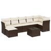 vidaXL 8 pcs conjunto sof&aacute;s de jardim c/ almofad&otilde;es vime PE castanho