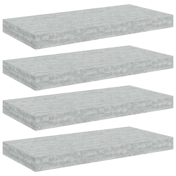 vidaXL Prateleiras de parede 4 pcs 50x23x3,8 cm MDF cinzento-cimento
