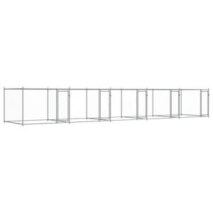 vidaXL Jaula para c&atilde;o com portas 10x2x1,5 m a&ccedil;o galvanizado cinzento