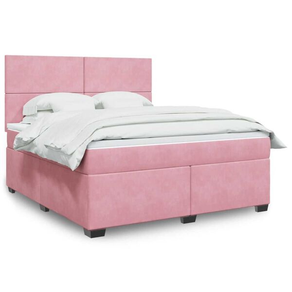 vidaXL Cama com molas/colch&atilde;o 180x200 cm veludo rosa
